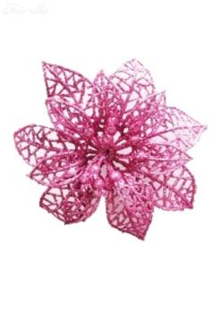 Deko-Blüte rosa 11 cm Glitzer Sternblume